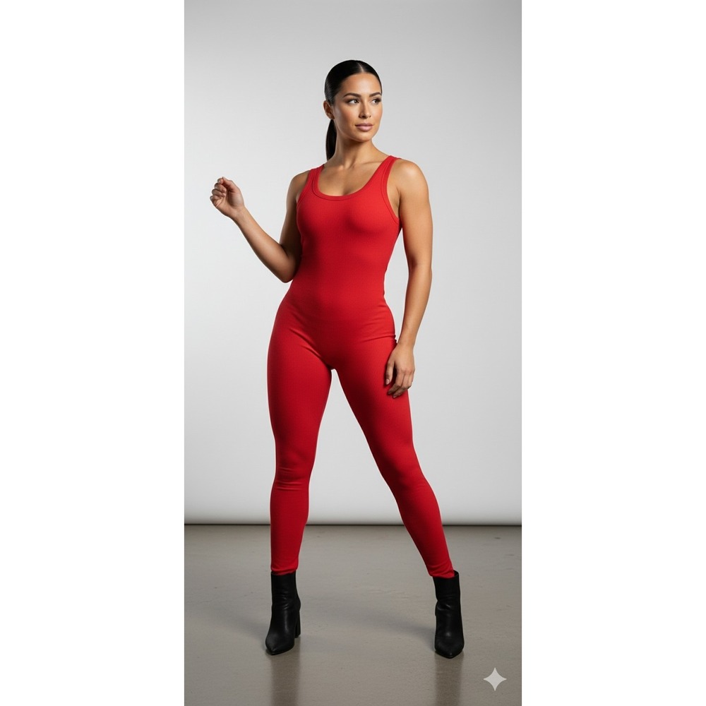 New Skims Cotton Rib Tank Catsuit Cranberry XS One Piece Stretch Festival Dance